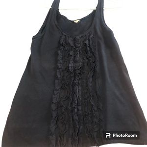 ⭐️J Crew ruffled navy blue tank. Great condition. Size medium.